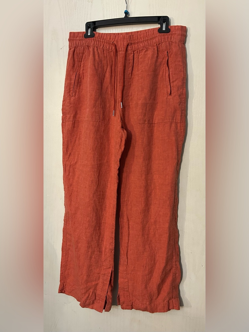 Athleta 100% Linen Pull On Pants Rust Orange Size 8